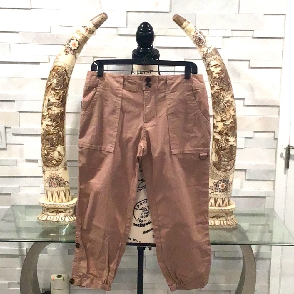 SANCTUARY “Surplus” Functional Pockets Capri Pants Standard Rise Tan EUC